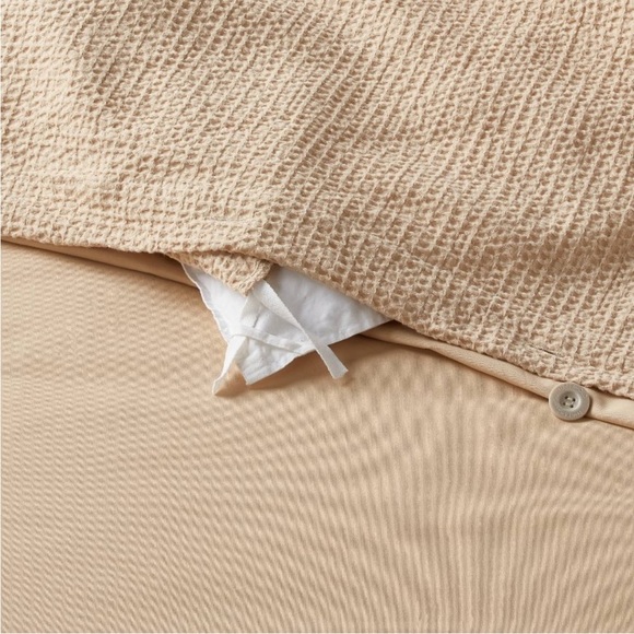 THRESHOLD NWT washed waffle weave duvet cover &sh set -wheat -full/queen - Picture 6 of 11